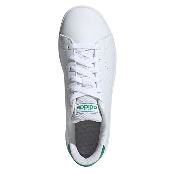 ADIDAS KIDS ADVANTAGE SNEAKER - WHITE/GREEN - SIZE BIG KID 3 (NEW WITH TAGS) - Picture 3 of 4